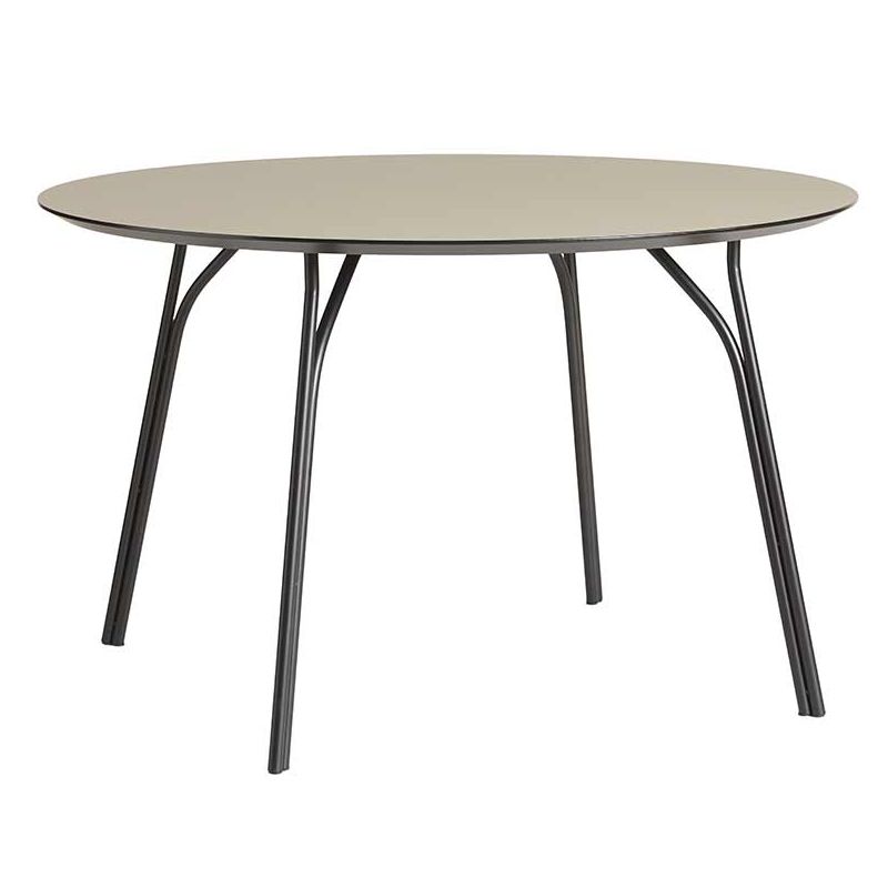 Table ronde 120cm plateau bois pied Central métal noir Unity
