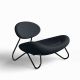 Chaise Lounge MEADOW pieds noir-tissu onyx Alpine Woud