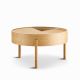 Table basse bois ARC Ø 66 cm avec rangement Woud, chêne huilé