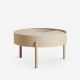 Table basse bois ARC Ø 66 cm avec rangement Woud, fresne blanchi