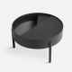 Table basse bois ARC Ø 66 cm avec rangement Woud, fresne laqué noir