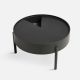 Table basse bois ARC Ø 66 cm avec rangement Woud, fresne laqué noir