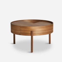 Table basse bois ARC Ø 66 cm avec rangement Woud