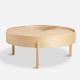 Table basse bois ARC Ø 89 cm avec rangement Woud, chêne blanchi