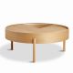 Table basse bois ARC Ø 89 cm avec rangement Woud, chêne huilé