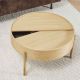 Table basse bois ARC Ø 89 cm avec rangement Woud, fresne banchi