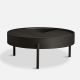 Table basse bois ARC Ø 89 cm avec rangement Woud, fresne laqué noir