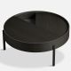 Table basse bois ARC Ø 89 cm avec rangement Woud, fresne laqué noir