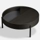 Table basse bois ARC Ø 89 cm avec rangement Woud, fresne laqué noir