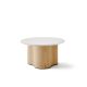 Table basse STELLA Ø 70 cm base frêne naturel et plateau laqué blanc