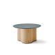 Table basse STELLA Ø 70 cm base frêne naturel et plateau laqué brouillard