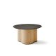 Table basse STELLA Ø 70 cm base frêne naturel et plateau laqué graphite