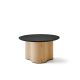 Table basse STELLA Ø 70 cm base frêne naturel et plateau laqué noir