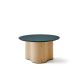 Table basse STELLA Ø 70 cm base frêne naturel et plateau laqué océan