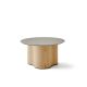 Table basse STELLA Ø 70 cm base frêne naturel et plateau laqué pierre