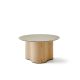 Table basse STELLA Ø 70 cm base frêne naturel et plateau laqué sable