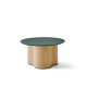 Table basse STELLA Ø 70 cm base frêne naturel et plateau laqué sapin