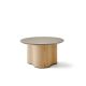 Table basse STELLA Ø 70 cm base frêne naturel et plateau laqué taupe